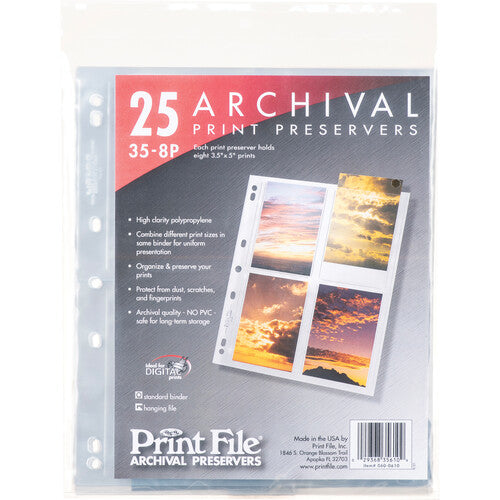 Print File 35-8P Archival Storage Page for 8 Prints (3 x 5", 25-Pack)